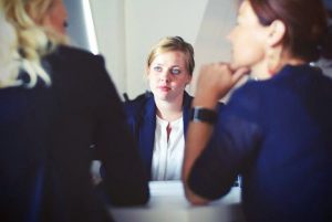 A woman in a job interview